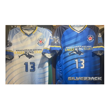 JDF custom silverback jerseys with eagle wing whale watching tours as sponsor