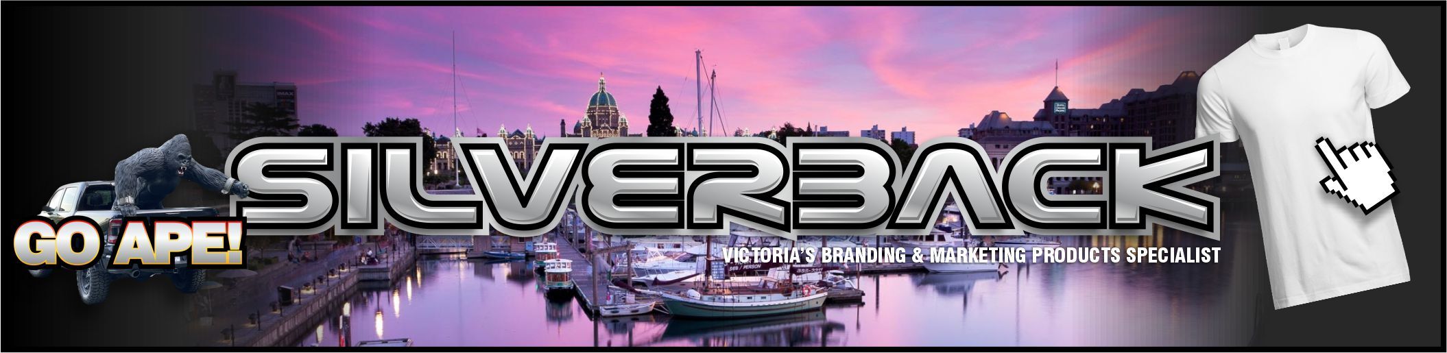 SILVERBACK Victoria BC. Custom screen printing and embroidery. Your custom T shirt specialist throughout the whole Vancouver Island.